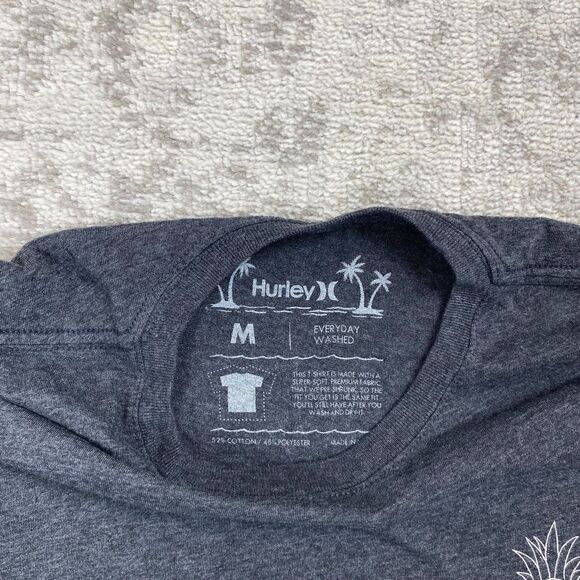 Hurley T Shirt Gray Spell Out Everyday Washed Cotton Shirt Mens Size Medium - Picture 2 of 5